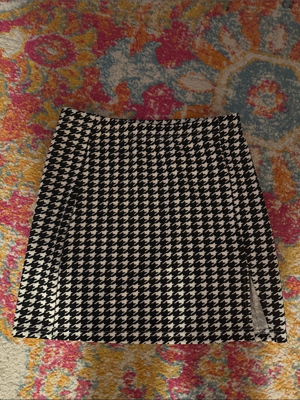 Black & White Houndstooth Mini Skirt